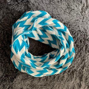 (2/$6) blue and white chevron knit infinity scarf